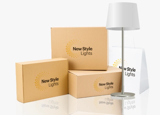 new style lights zestaw opakowań wysyłkowych e-commerce z własnym nadrukiem dla wyróżnienia się na tle konkurencji